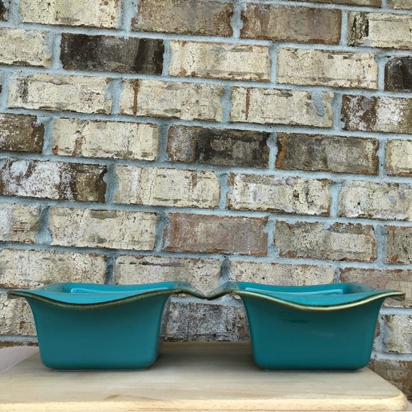 Southern Living at Home 2 Glass TUSCAN Everyday Baker 10" Turquoise Brown Bowl - Picture 5 of 14